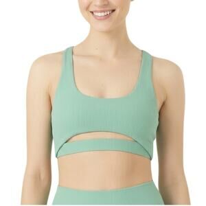 Gigi C Andrea Ribbed Sports Bra in Sage Green Women Size Large NWT